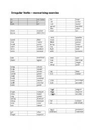 English Worksheet: irregular verbs - excellent exercise to memorise irregular verbs