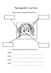 English worksheet: My face