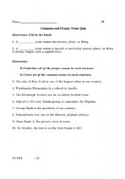 English worksheet: Noun Quiz