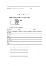 English Worksheet: Frequency Adverbs