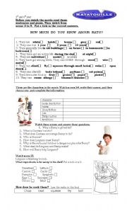 English Worksheet: RATATOUILLE movie guide/activity