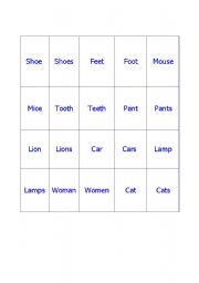 English worksheet: PLURAL NOUNS GAME