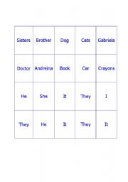 English Worksheet: PRONOUNS GAME