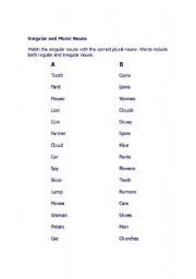 English Worksheet: SINGULAR AND PLURAL NOUNS