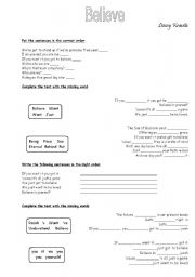 English Worksheet: Lenny Believe