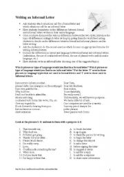 English Worksheet: writing an informal letter