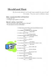 English Worksheet: Should and Must