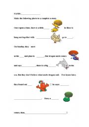 English worksheet: Work together and Complete the story