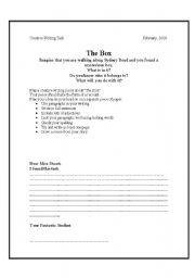 English Worksheet: The Box Creative Writing 