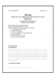 English Worksheet: The Box Creative Writing 