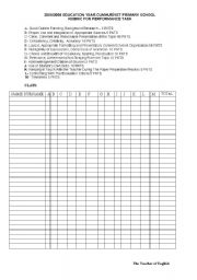 English worksheet: performance evaluation form