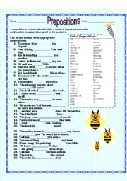 English Worksheet: Prepostions