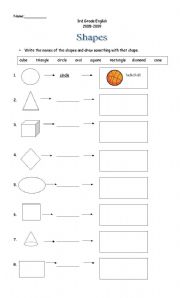 English Worksheet: Shapes Review