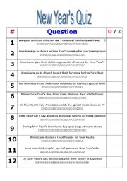 English Worksheet: Japanese-English New Year Quiz