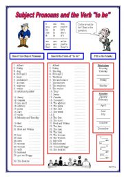 English Worksheet: Subject Pronouns and to be with months and days