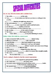 English Worksheet: SPECIAL DIFFICULTIES