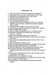 CHRISTMAS QUIZ QUESTIONS