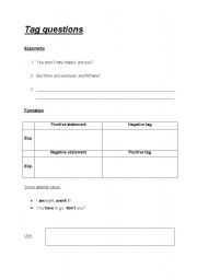 English Worksheet: Tag questions