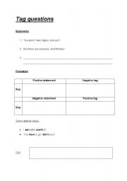 English worksheet: Tag questions