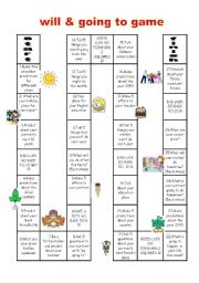 English Worksheet: will and be going to game (future game)