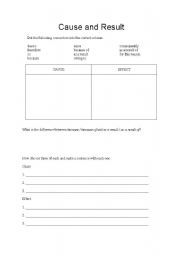 English worksheet: Cause and Result