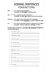 English worksheet: Joining Sentences