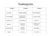 English Worksheet: Scattergories