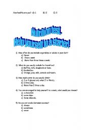 English worksheet: Nutrition Test