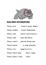 English worksheet: British Bulldog cut and match sentences