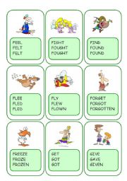 English Worksheet: Irregular Verbs Card Game / Part 4