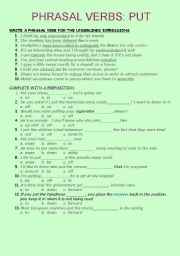 English Worksheet: phrasal verbs PUT