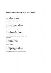 English Worksheet: Chain of Vocabulary