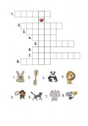 English worksheet: crossword with animals