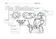 English Worksheet: The weather - simple worksheet colouring