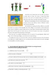 English Worksheet: A strange family (2 pages)