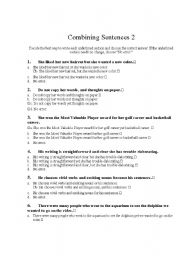 English Worksheet: Combining Sentences