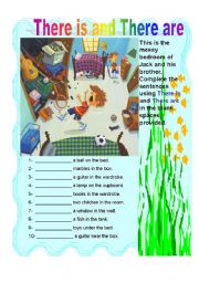 English Worksheet: There is and there are