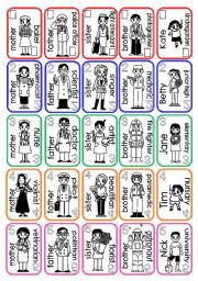 English Worksheet: family card set(1/2)