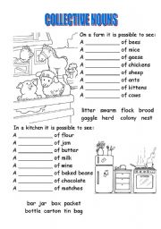 English Worksheet: collective nouns