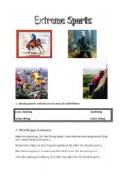 English Worksheet: Extreme Sports