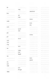 Irregular verbs worksheets