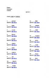 English Worksheet: This/That/these/those/possessive pronouns/there is/there are/how many/how much/have got/has got