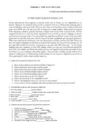 English Worksheet: In the Street Market Where I live