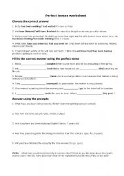 English worksheet: Perfect Tense Worksheet