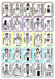 English Worksheet: family card set(2/2)