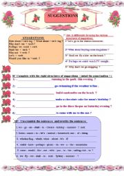 English Worksheet: SUGGESTIONS  : How to make suggestions : 5 different exercises 