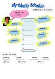 English worksheet: My Weekly Schedule