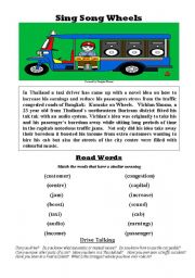 English worksheet: Sing Song Wheels