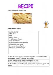 English Worksheet: Chinese Recipe