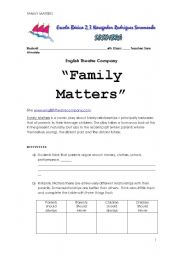 English worksheet: family matters